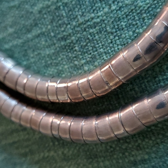 RARE SET VINTAGE SILVER NECKLACE AND BRACELET WITH SHELL CHUNKY SNAKE - Picture 9 of 11